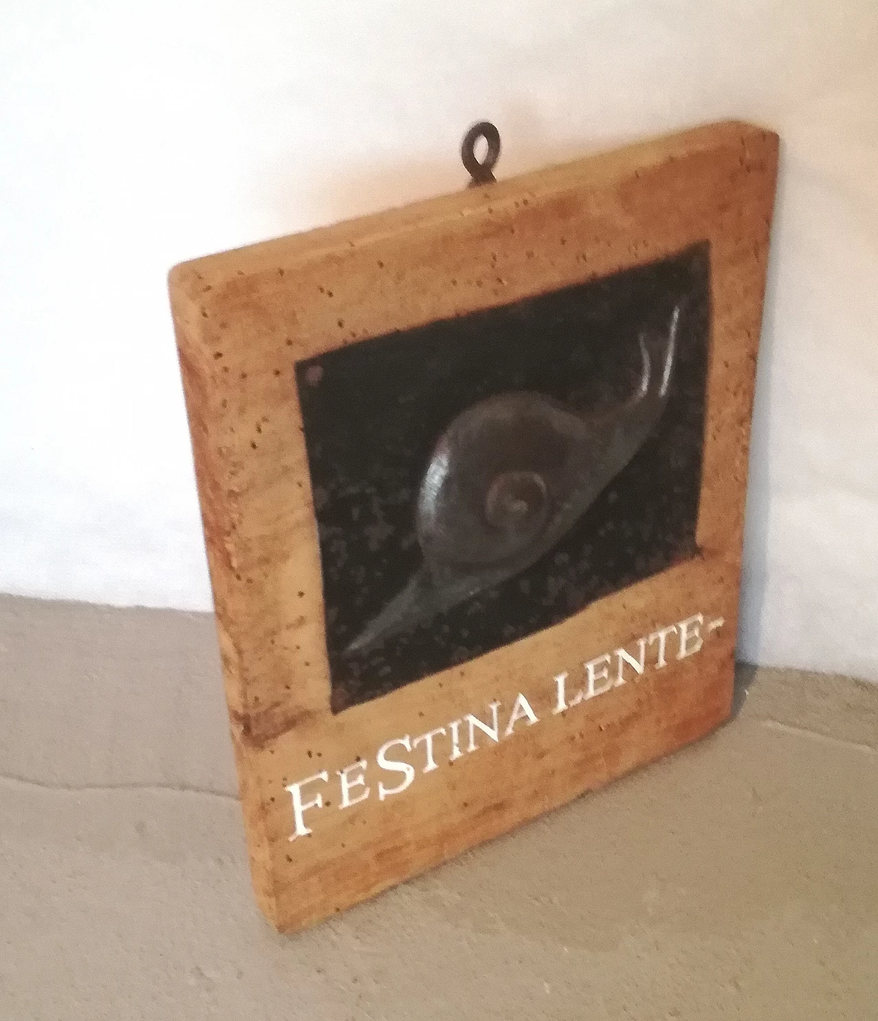 Metal and wood Festina lente tavern sign, early 20th century 6