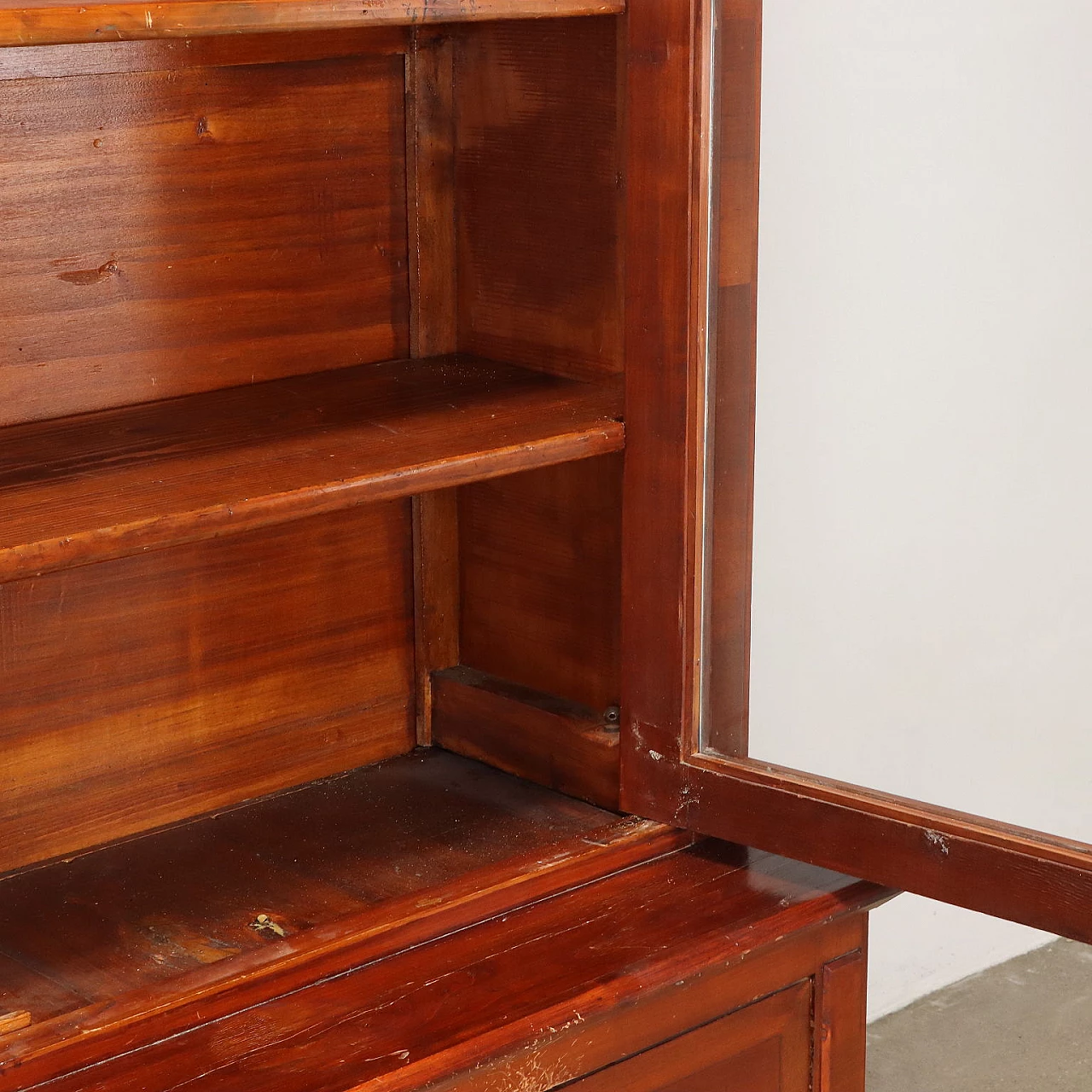 Cherrywood bookcase with drawers and glass doors 6