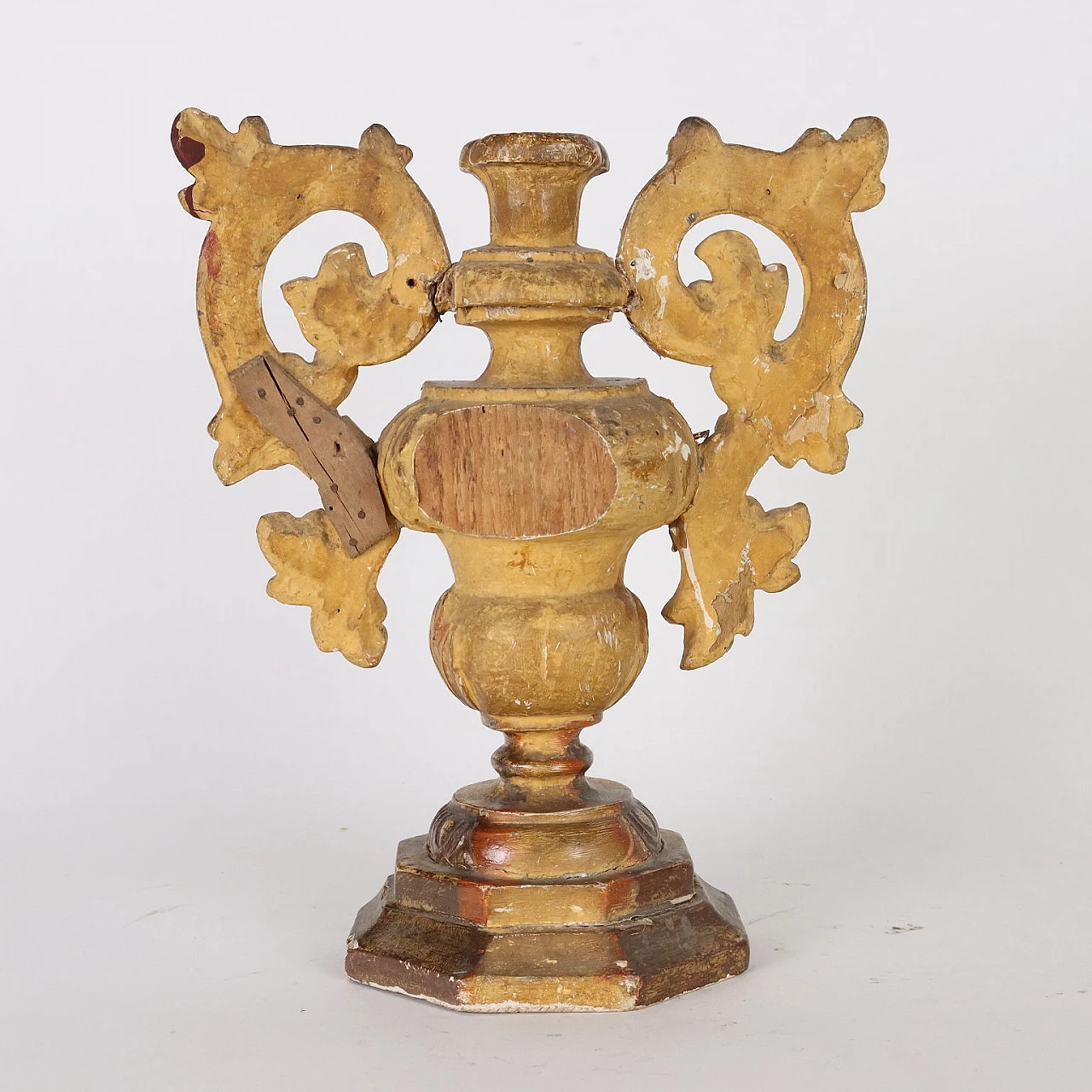 Coppia di vasi barocchi in legno dorato e laccato, '700 5