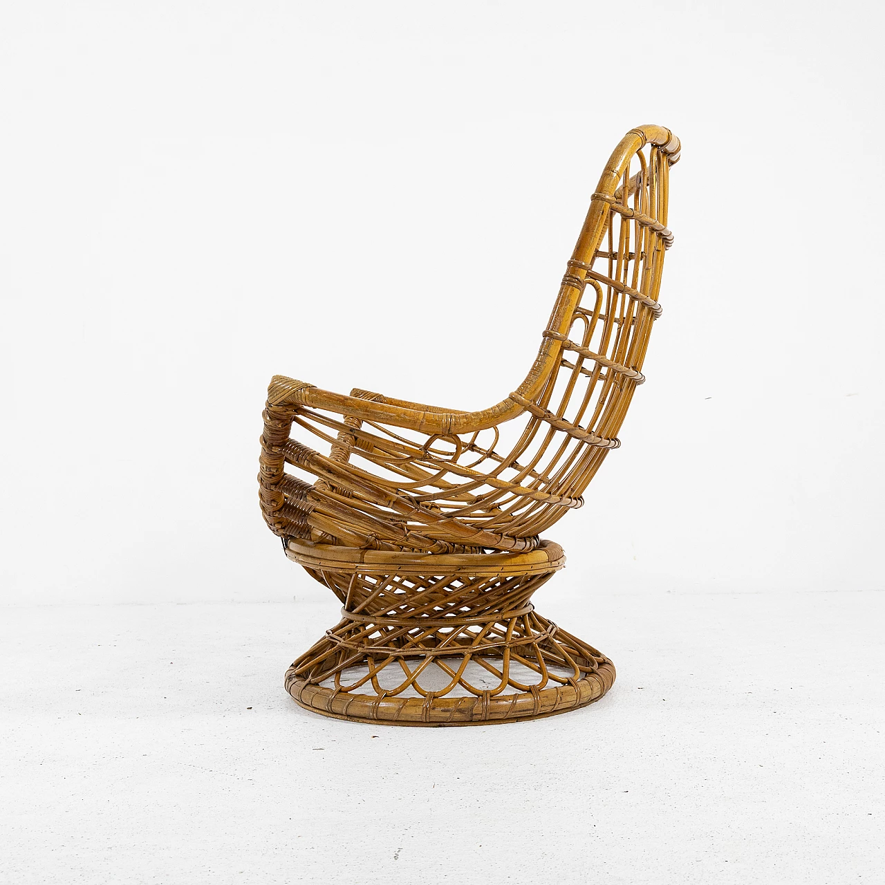 Bamboo armchair with round base, 1970s 6