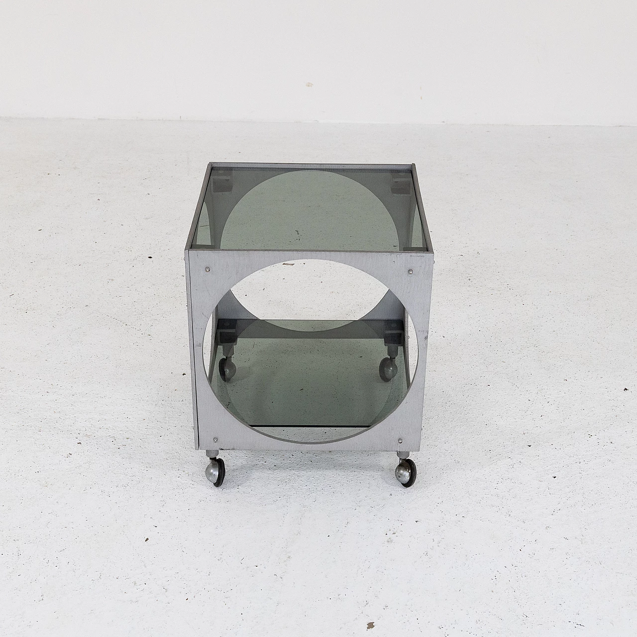 Aluminium and smoked glass cart by Lorenzo Burchiellaro, 1970s 1