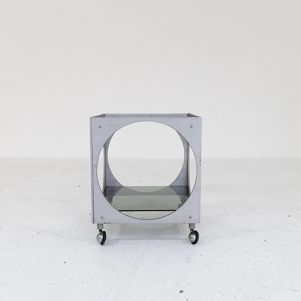 Aluminium and smoked glass cart by Lorenzo Burchiellaro, 1970s 2