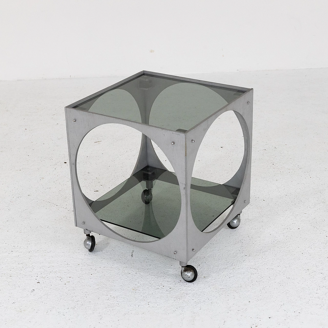 Aluminium and smoked glass cart by Lorenzo Burchiellaro, 1970s 3
