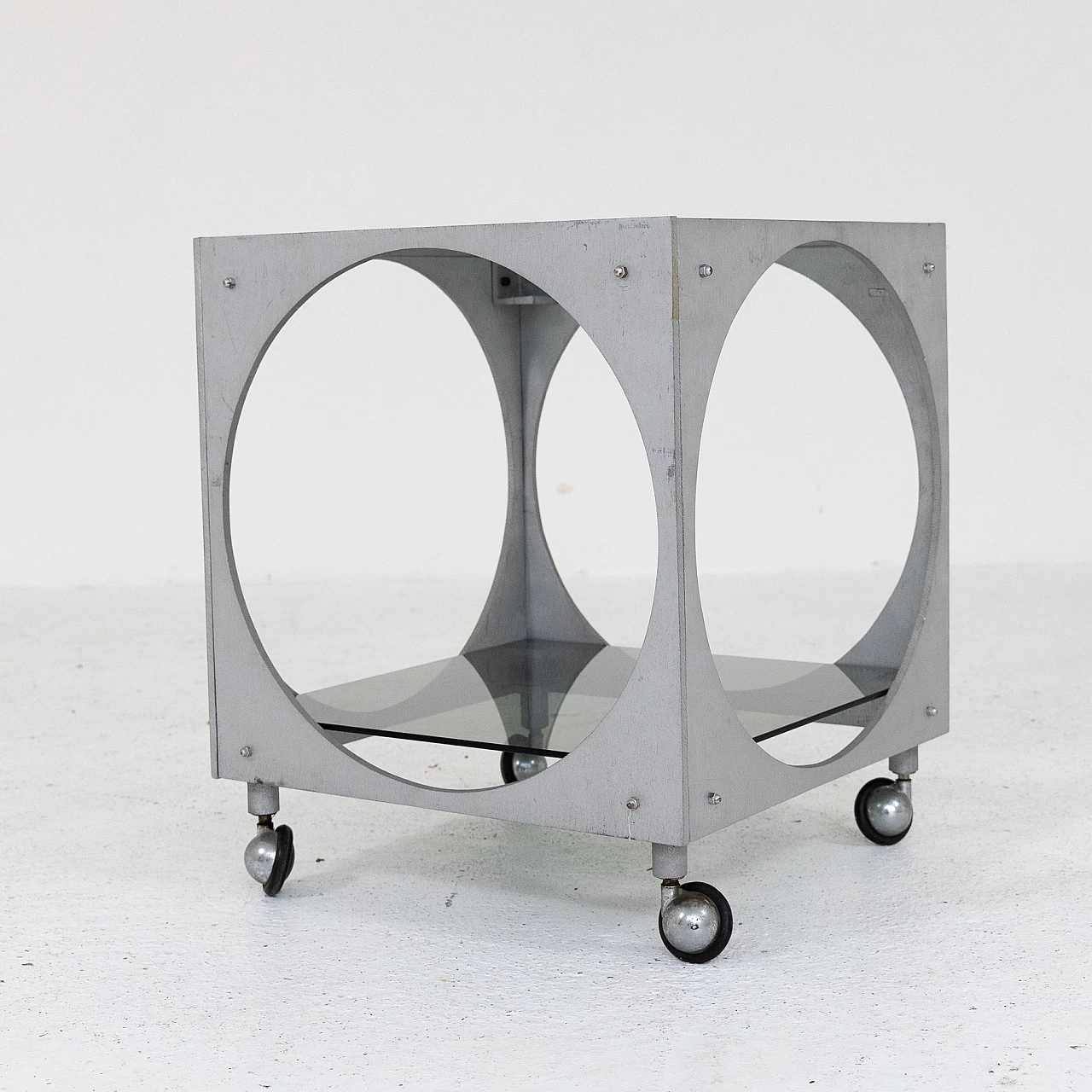 Aluminium and smoked glass cart by Lorenzo Burchiellaro, 1970s 4