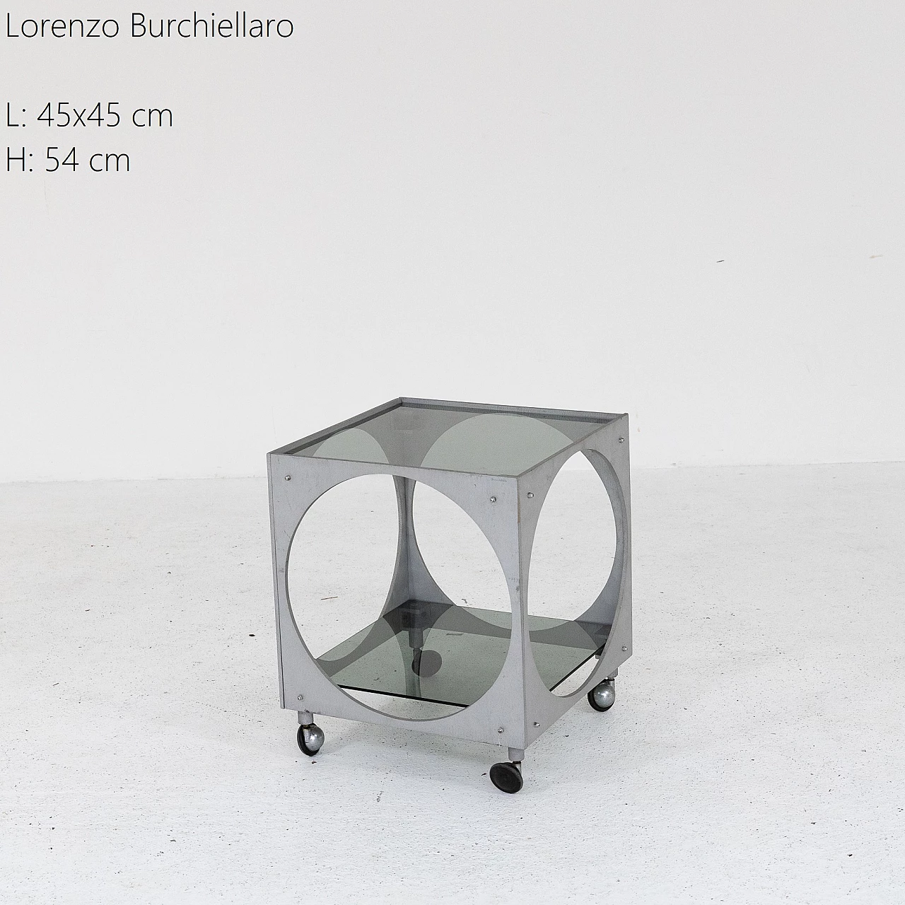 Aluminium and smoked glass cart by Lorenzo Burchiellaro, 1970s 8