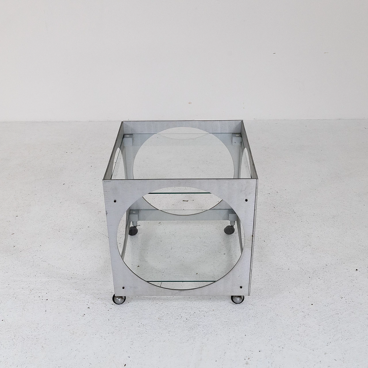 Aluminum and glass cart by Lorenzo Burchiellaro, 1970s 1