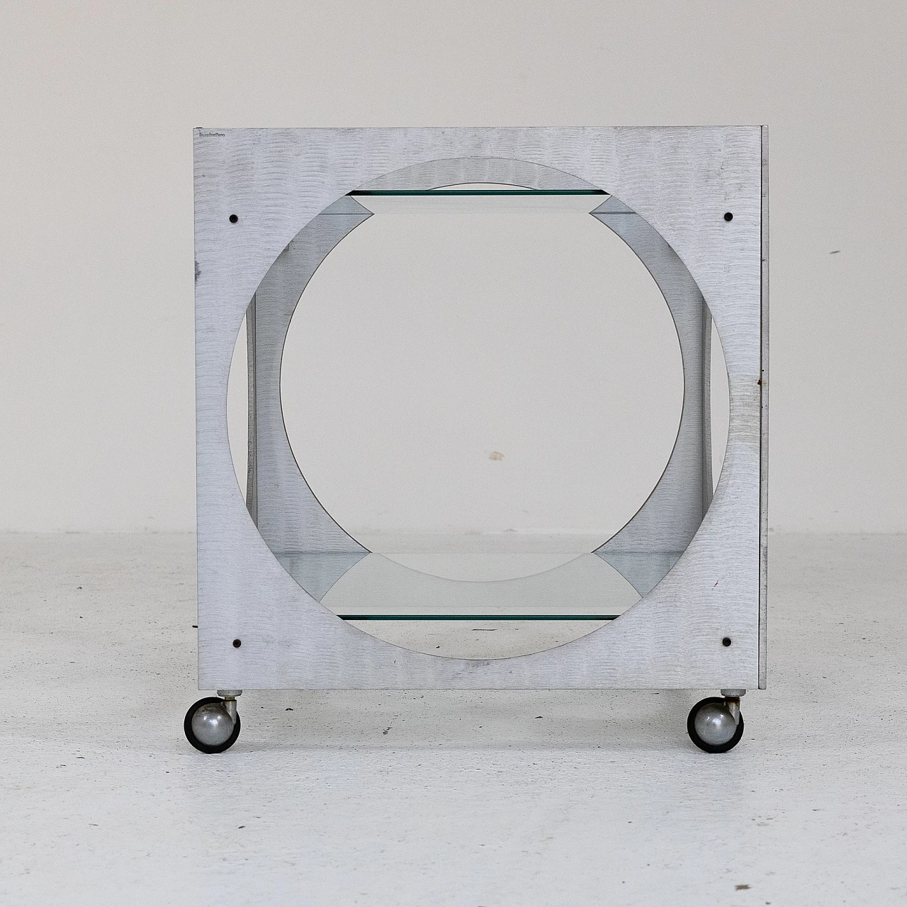 Aluminum and glass cart by Lorenzo Burchiellaro, 1970s 3