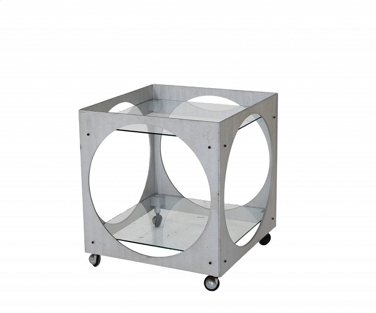 Aluminum and glass cart by Lorenzo Burchiellaro, 1970s 9