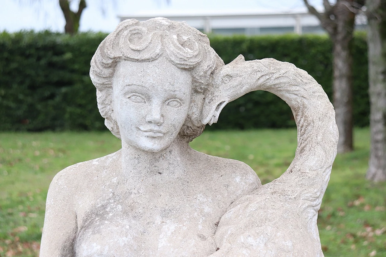 Leda and the swan, statue in cement and marble dust, 1920s 2