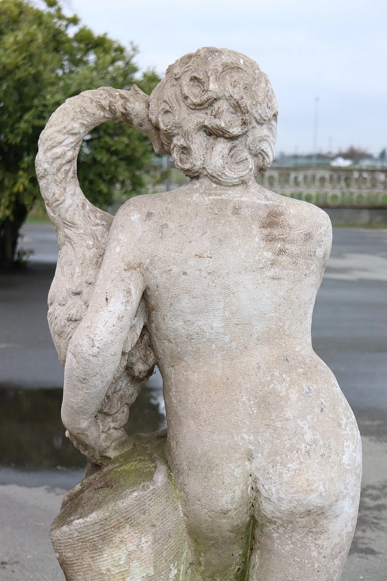 Leda and the swan, statue in cement and marble dust, 1920s 8