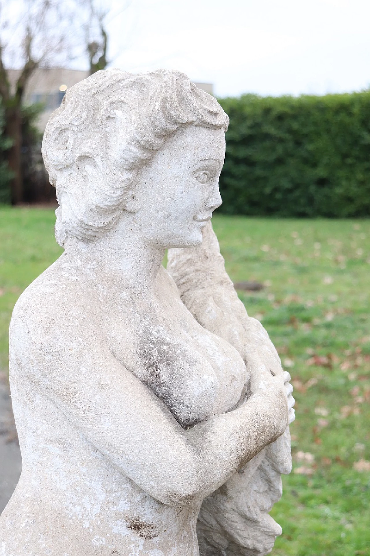 Leda and the swan, statue in cement and marble dust, 1920s 10