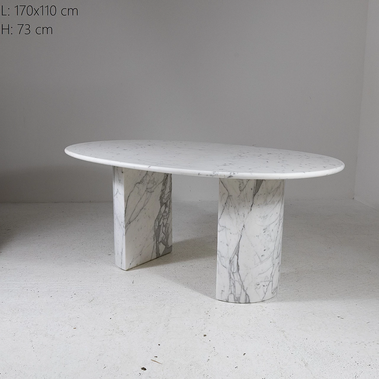 Tavolo ovale in marmo bianco di Carrara, anni '70 10