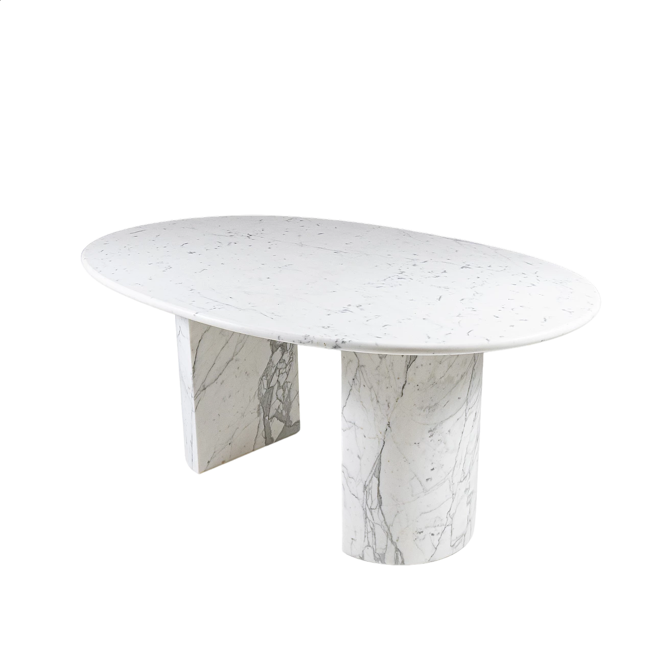 Tavolo ovale in marmo bianco di Carrara, anni '70 14