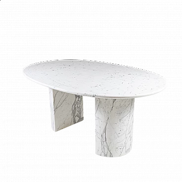 Oval white Carrara marble table, 1970s