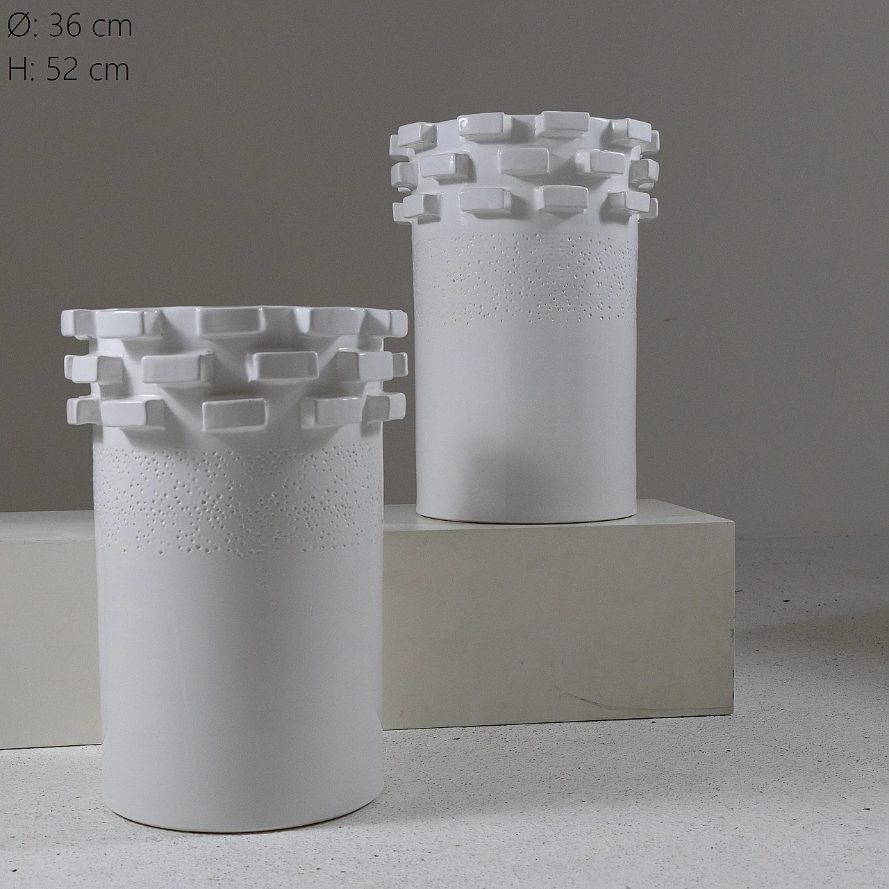 Pair of white ceramic vases, 1980s 1
