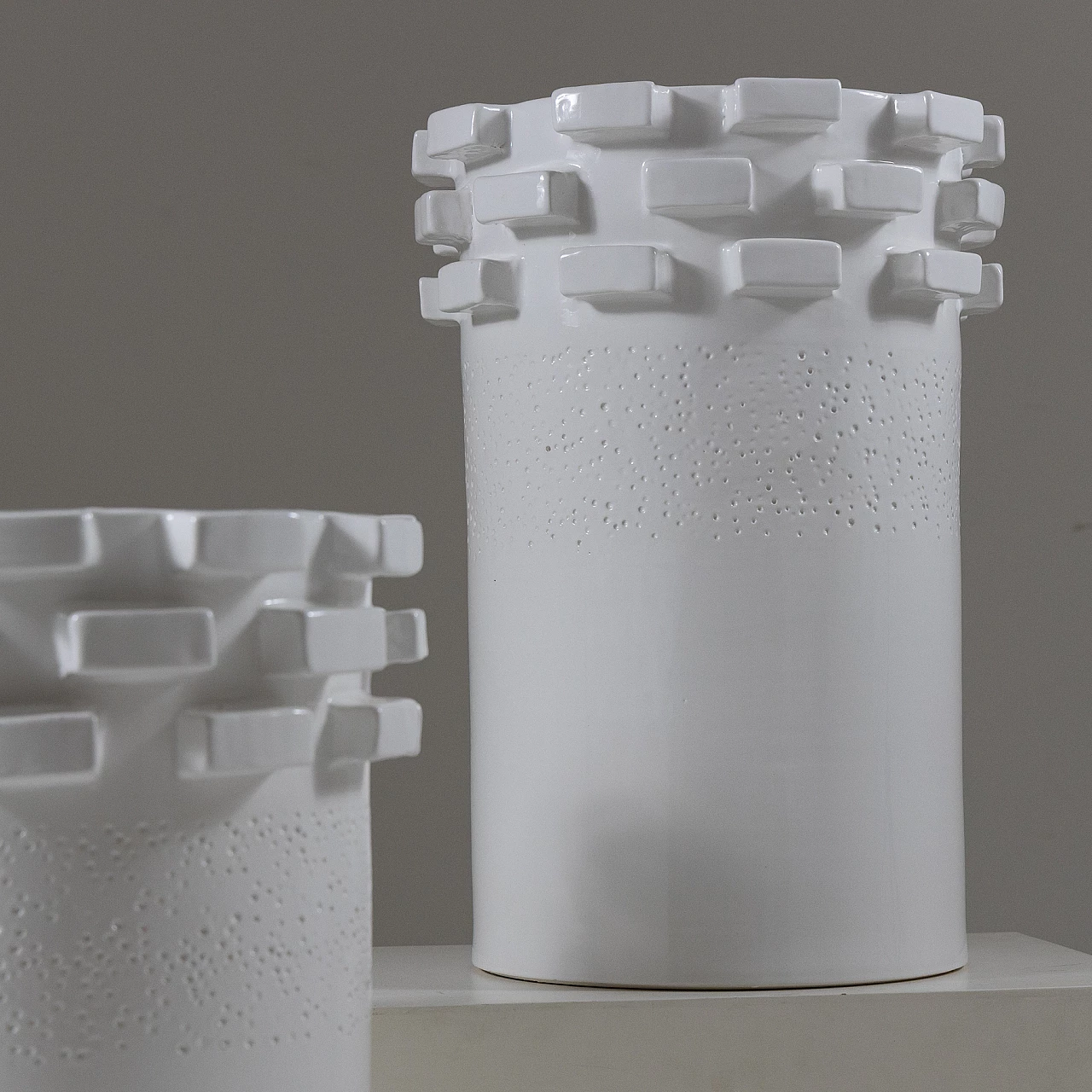 Pair of white ceramic vases, 1980s 2