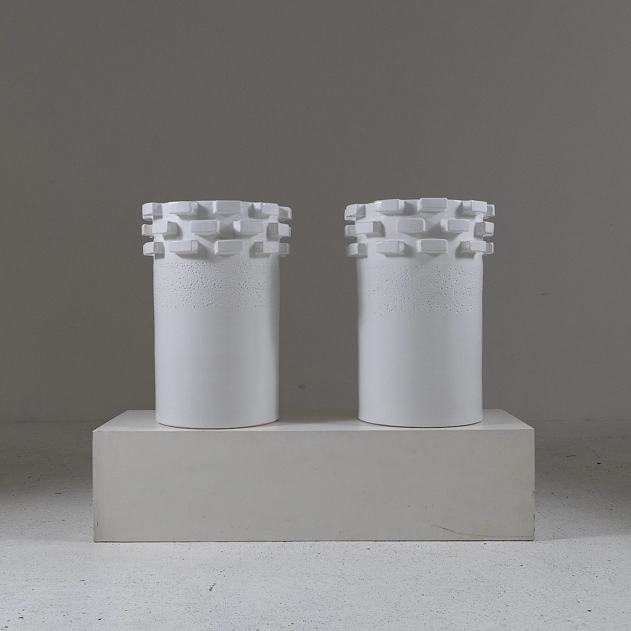 Pair of white ceramic vases, 1980s 3