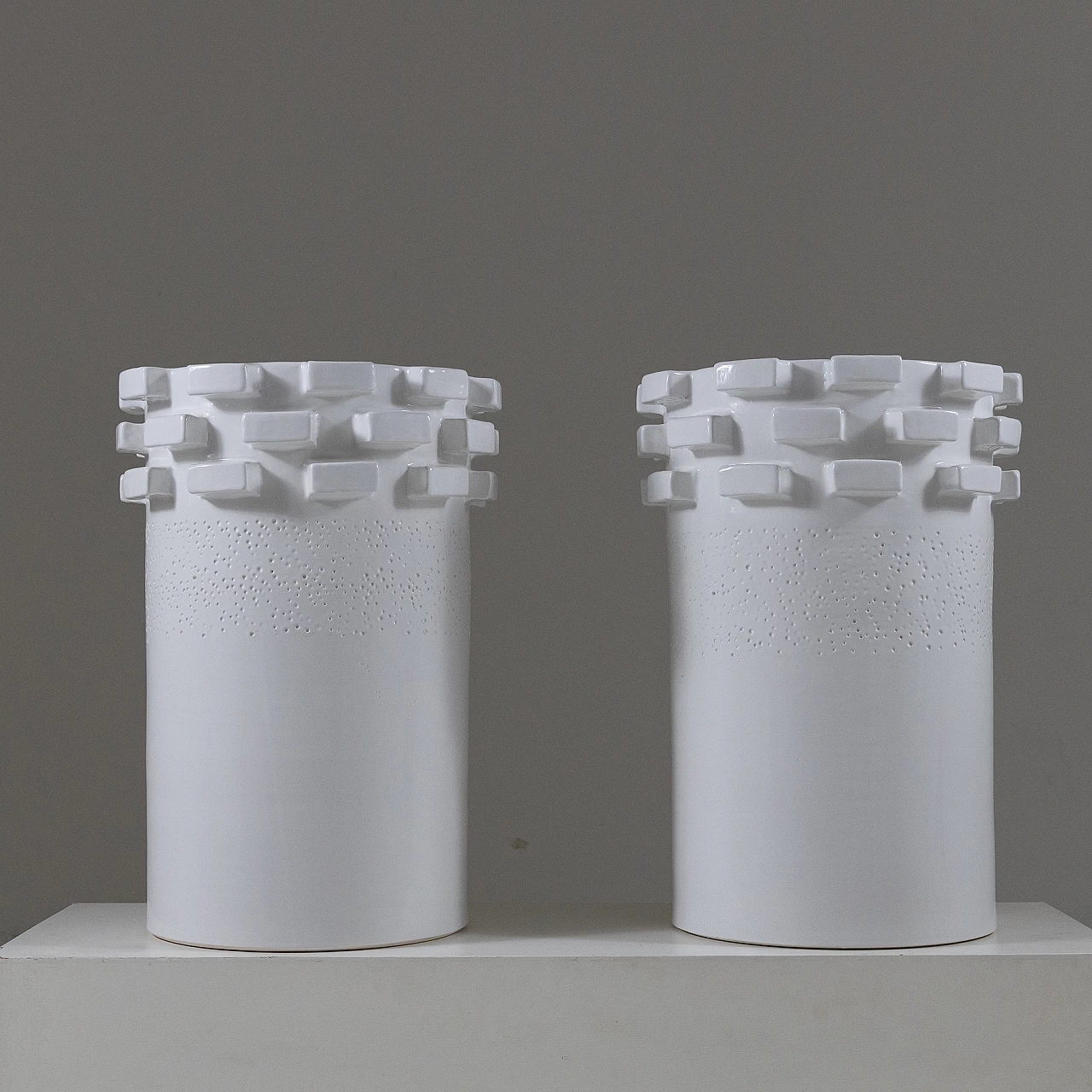 Pair of white ceramic vases, 1980s 4