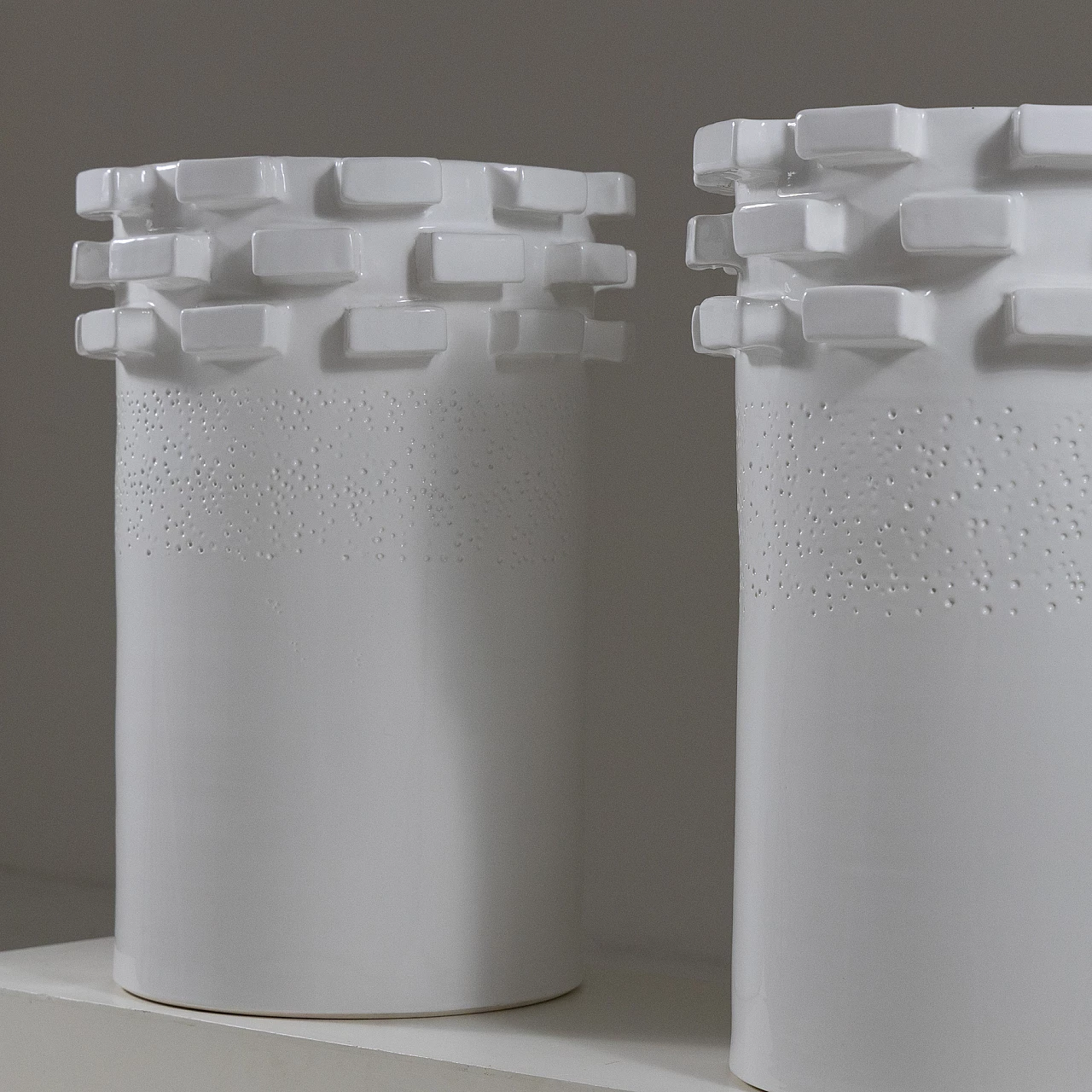 Pair of white ceramic vases, 1980s 6