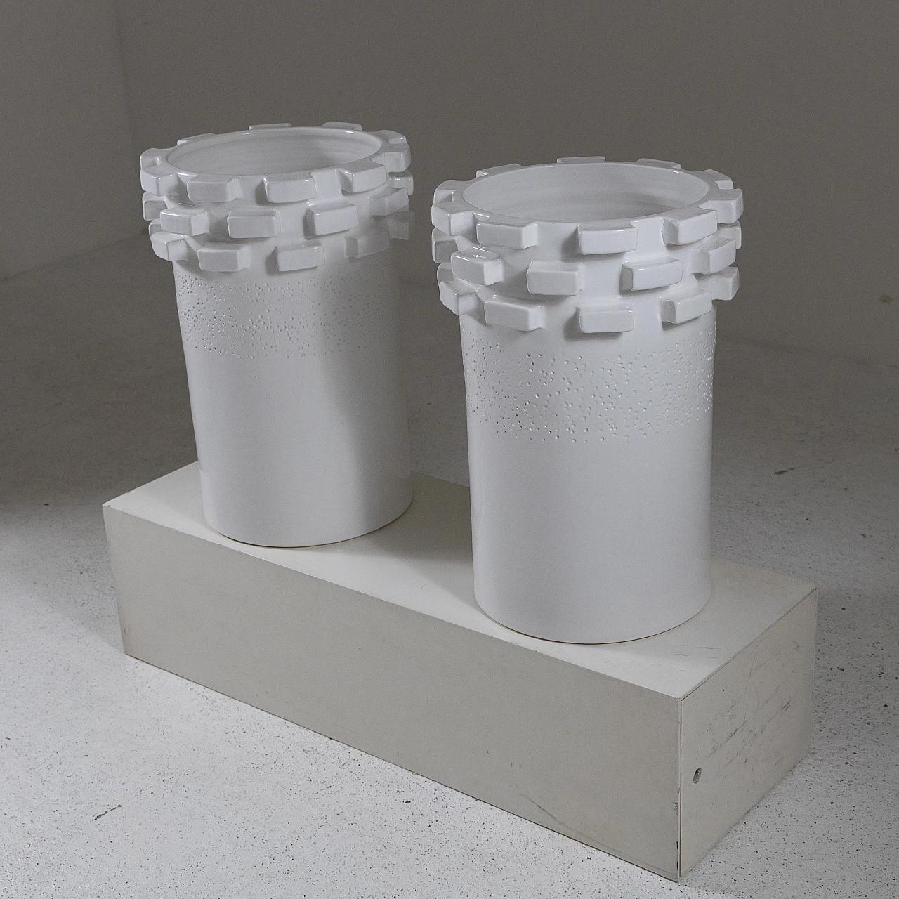 Pair of white ceramic vases, 1980s 7