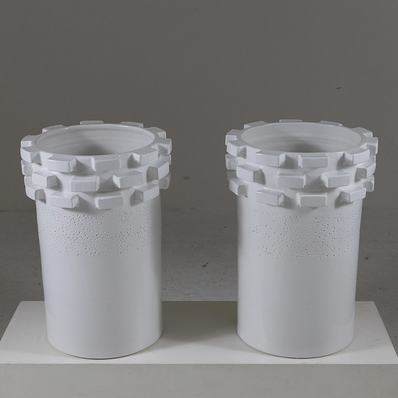 Pair of white ceramic vases, 1980s 8