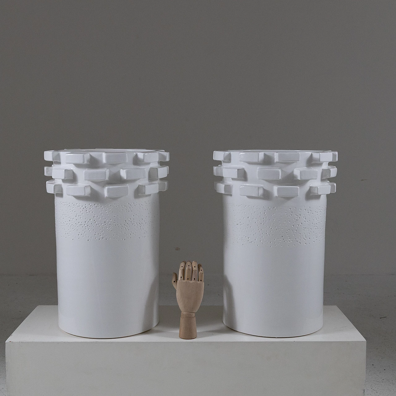 Pair of white ceramic vases, 1980s 9