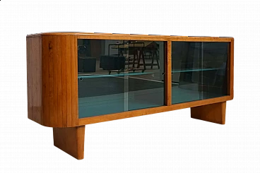 Art Deco sideboard in wood and glass, 1940s