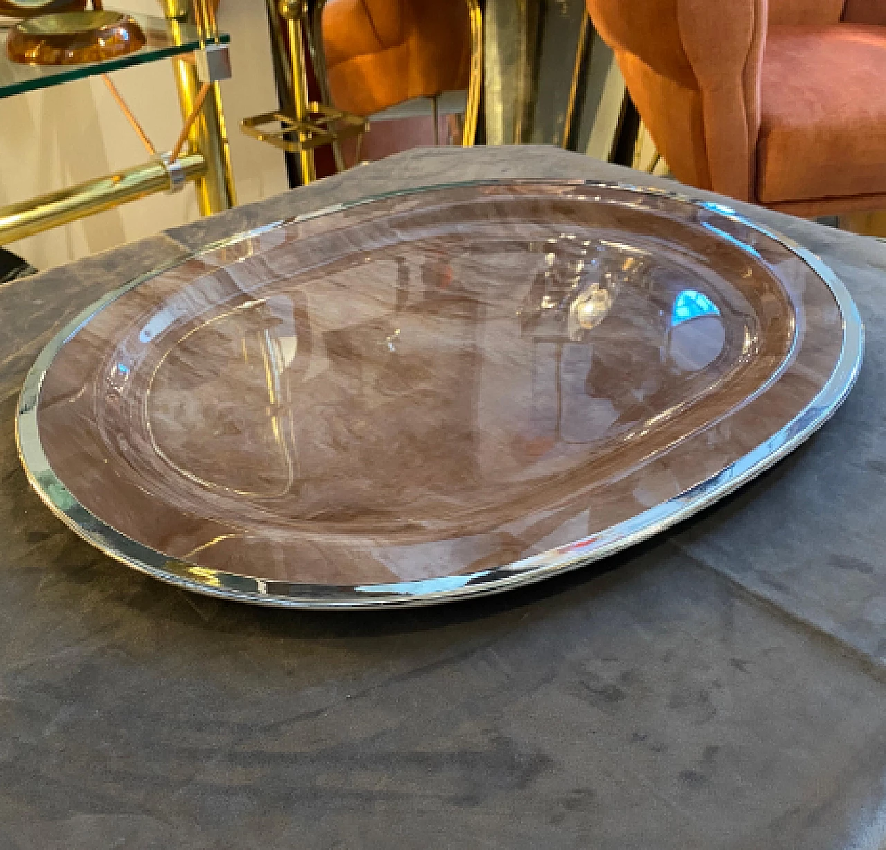Lucite and silver plating tray by B. B. Genova, 1980s 5
