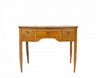 Solid walnut desk with three drawers and spiked legs, 18th century