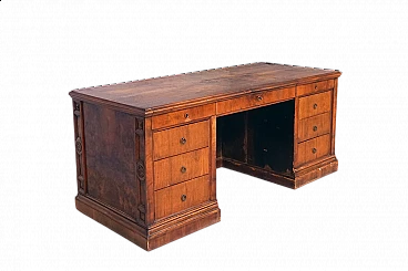 Walnut and briarwood desk with seven drawers, late 19th century