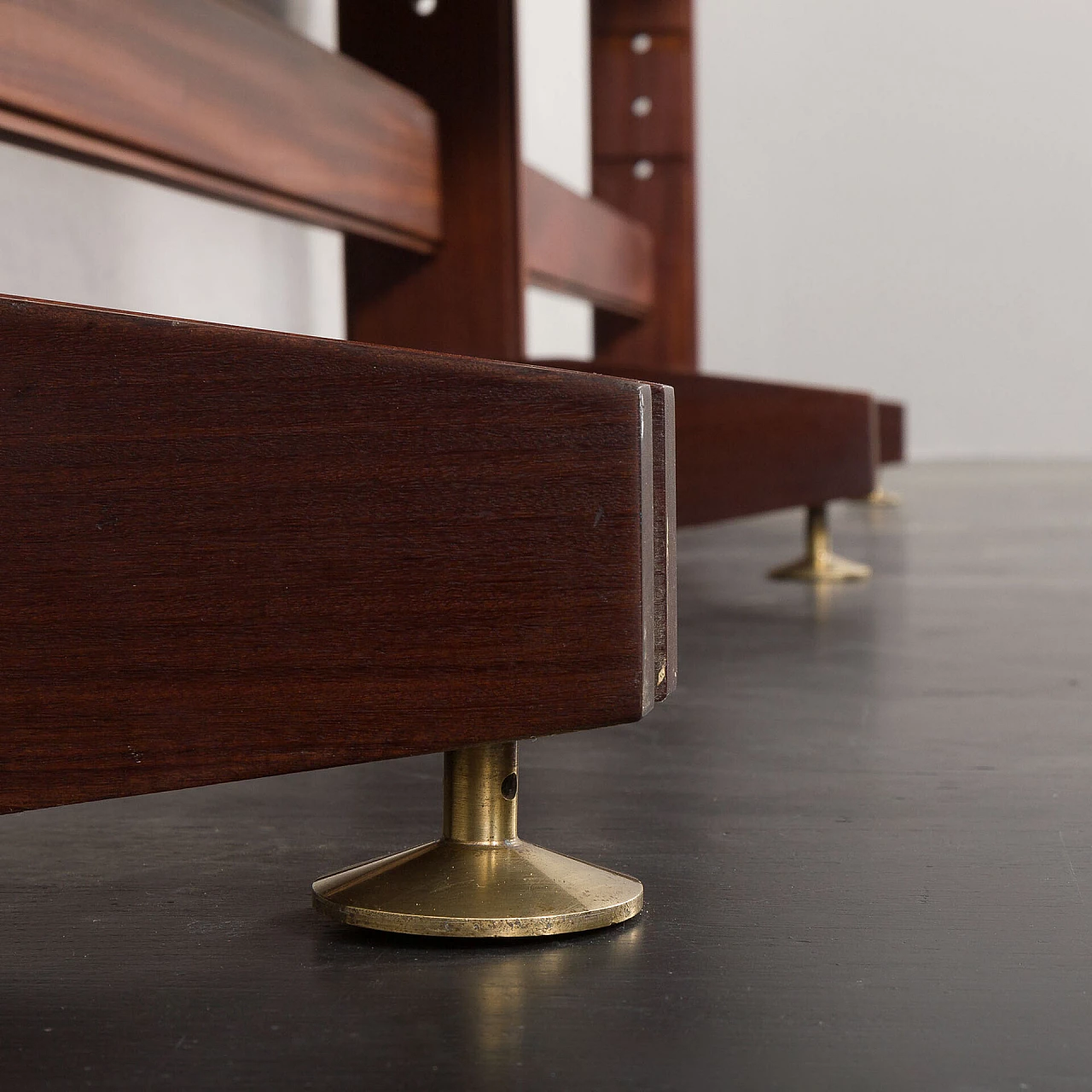 Two-bay teak and brass bookcase by Ico Parisi, 1960s 1