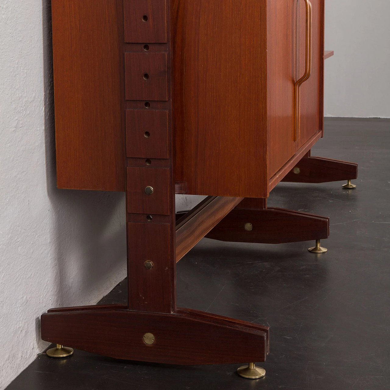Two-bay teak and brass bookcase by Ico Parisi, 1960s 2