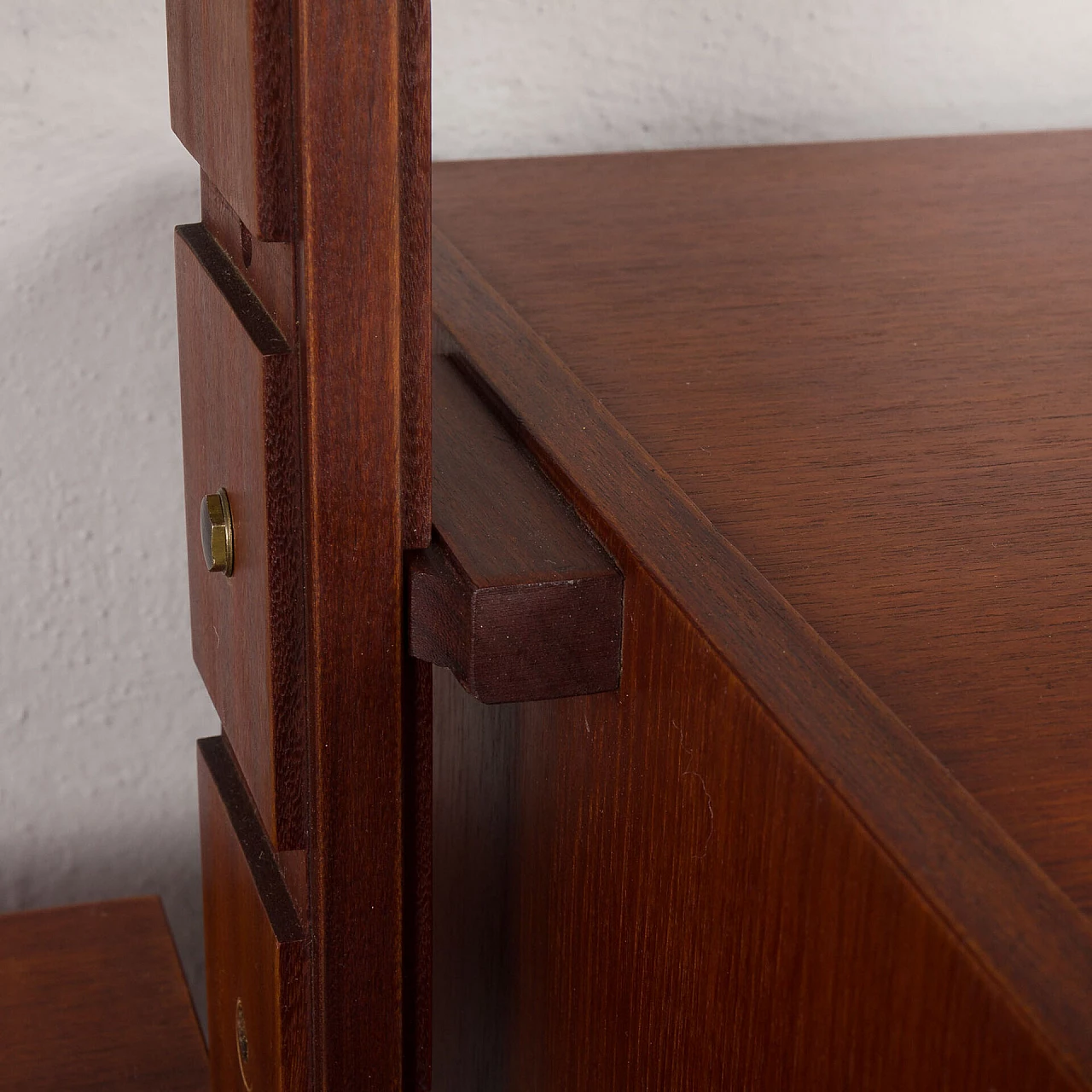 Two-bay teak and brass bookcase by Ico Parisi, 1960s 4