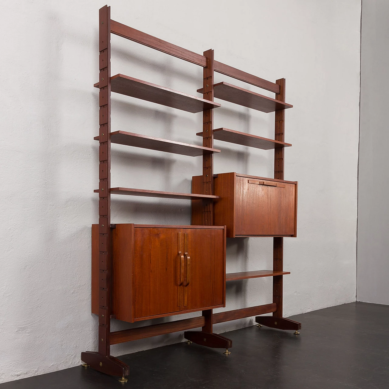 Two-bay teak and brass bookcase by Ico Parisi, 1960s 8