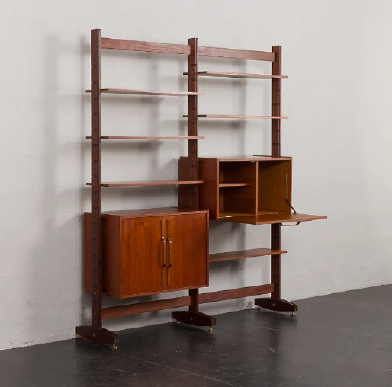 Two-bay teak and brass bookcase by Ico Parisi, 1960s 13
