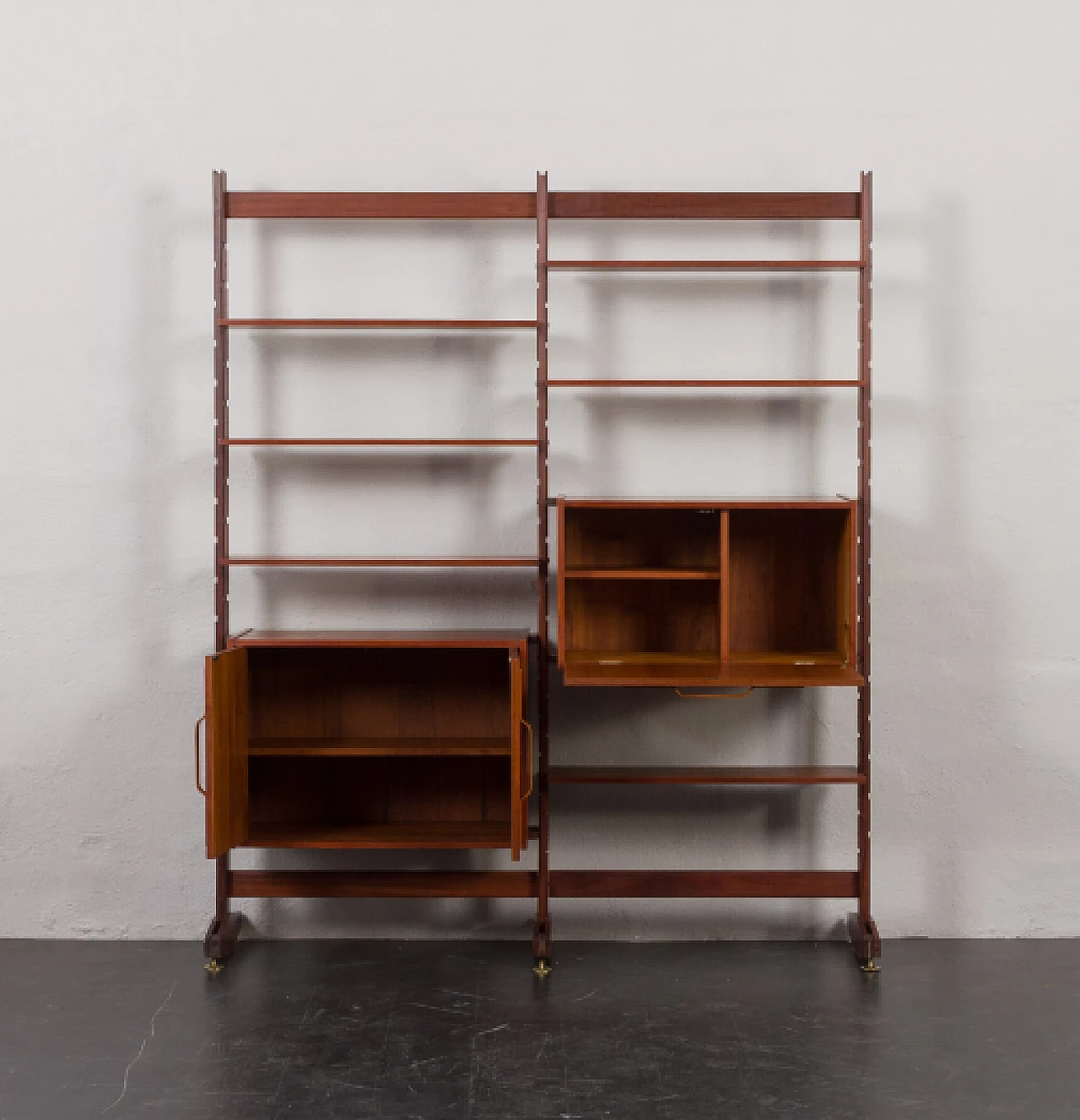 Two-bay teak and brass bookcase by Ico Parisi, 1960s 14