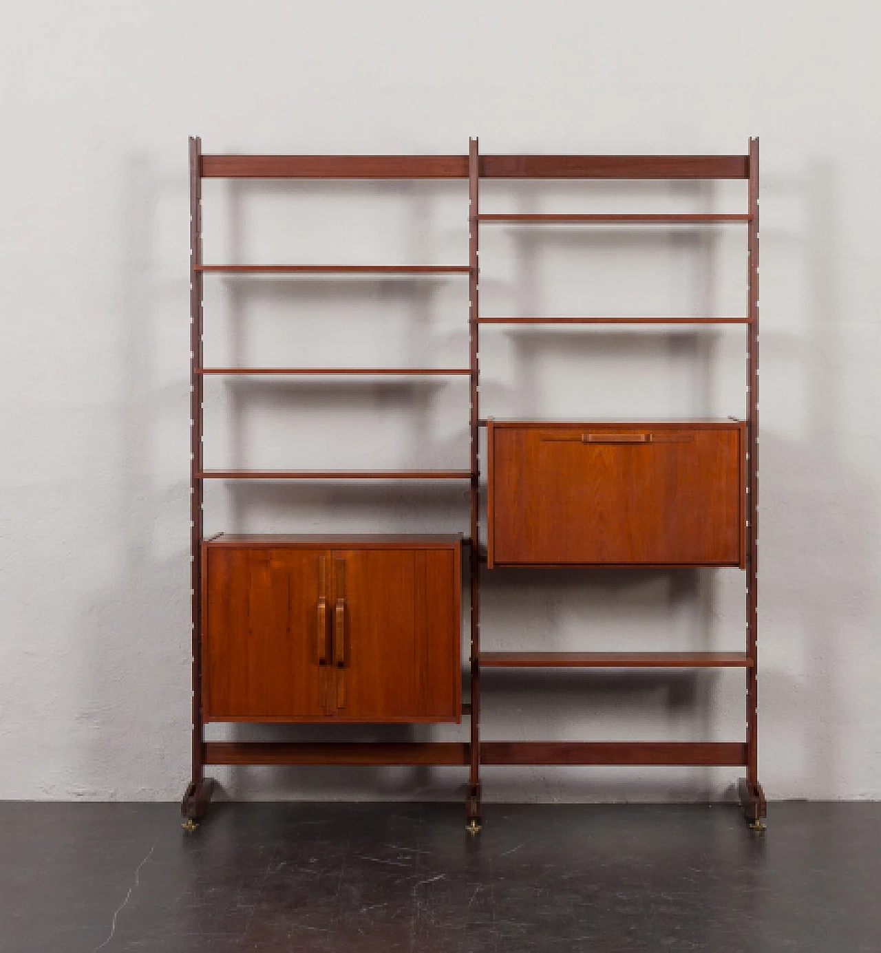 Two-bay teak and brass bookcase by Ico Parisi, 1960s 15