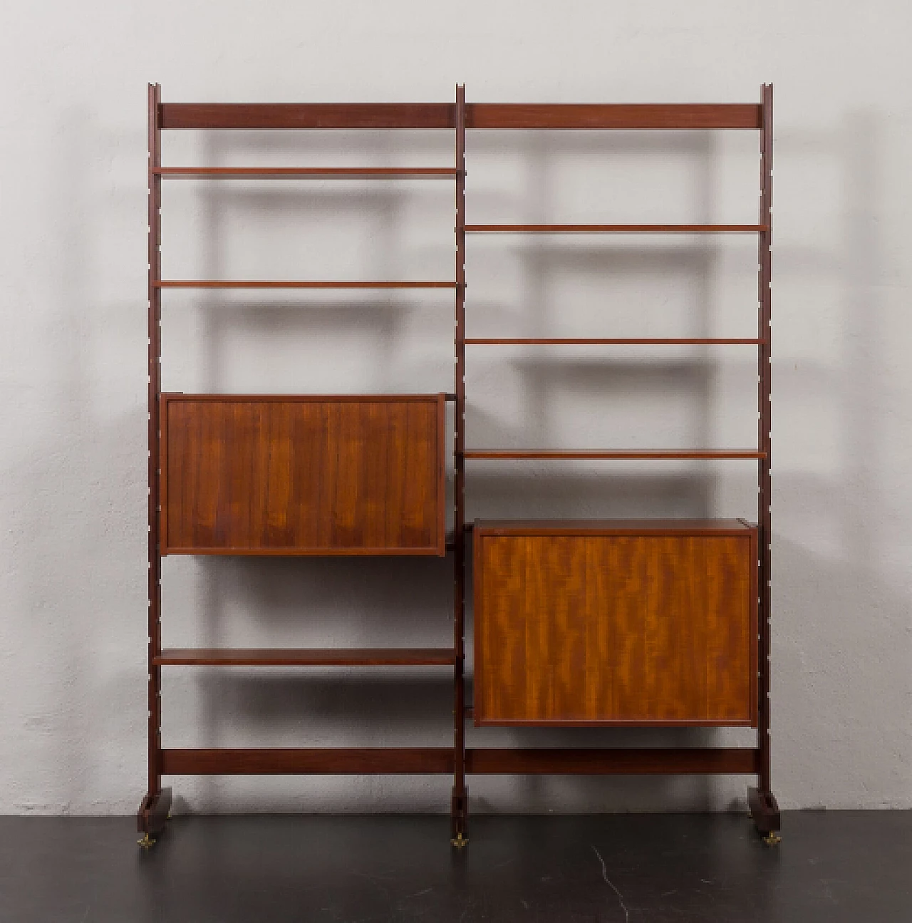 Two-bay teak and brass bookcase by Ico Parisi, 1960s 16