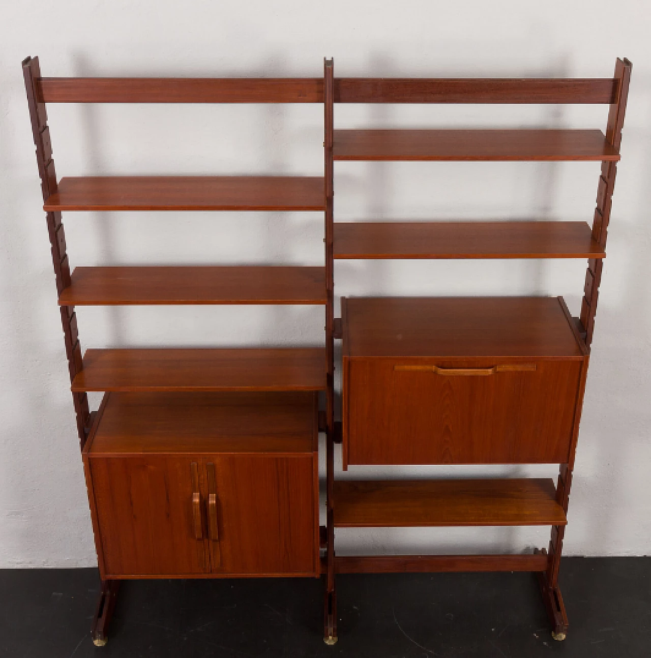 Two-bay teak and brass bookcase by Ico Parisi, 1960s 17