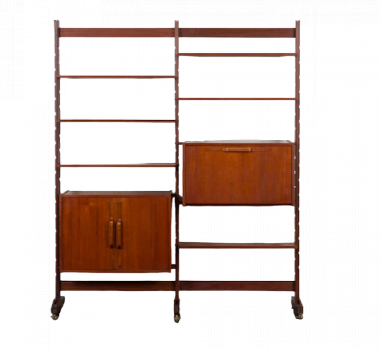 Two-bay teak and brass bookcase by Ico Parisi, 1960s 26