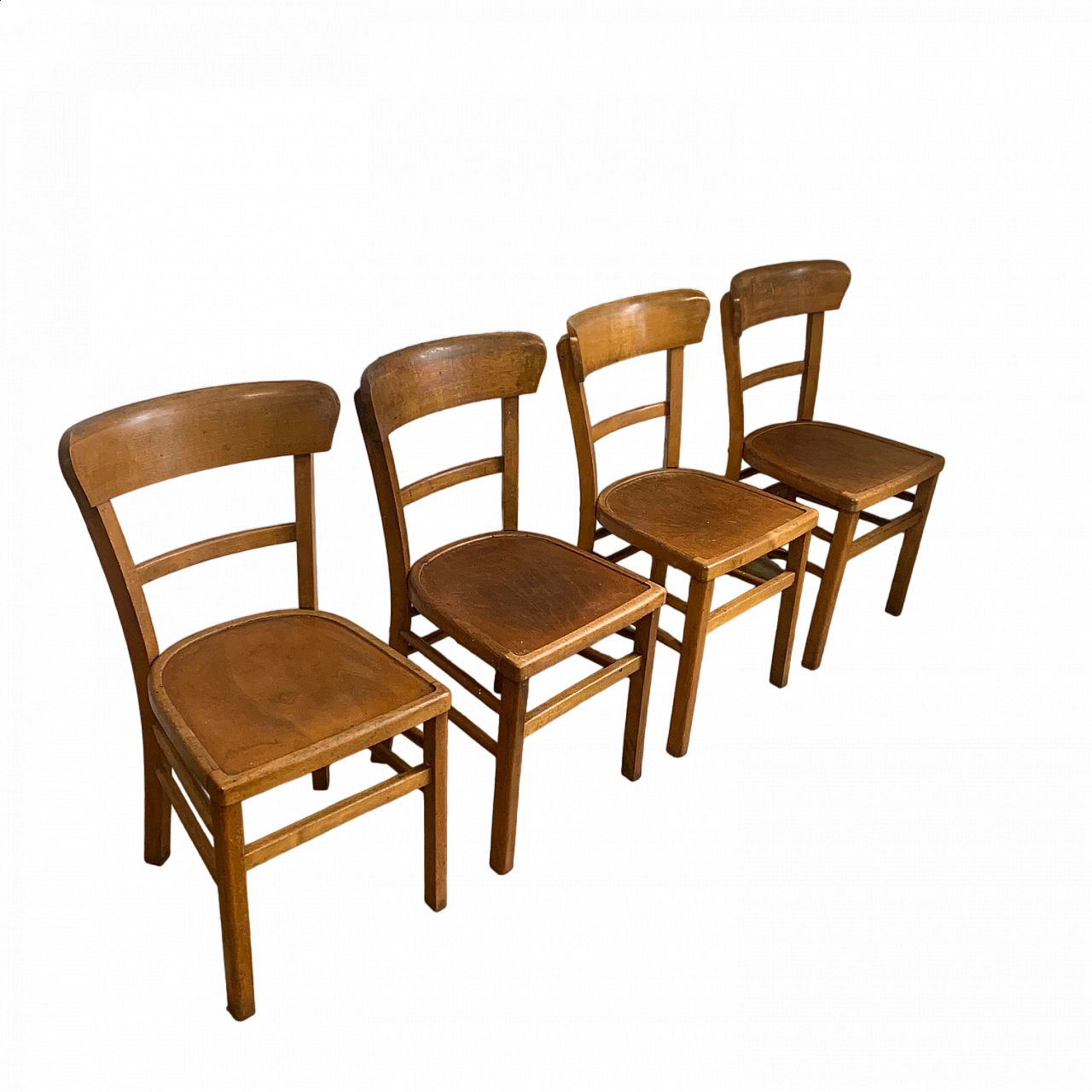4 Sedie in legno da bistrot, anni '40 13