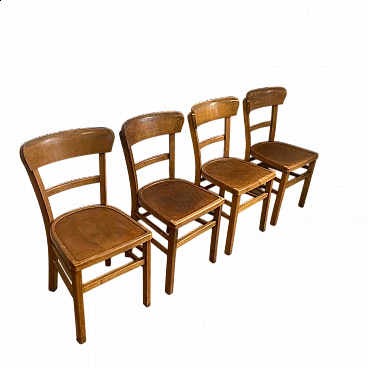 4 Sedie in legno da bistrot, anni '40