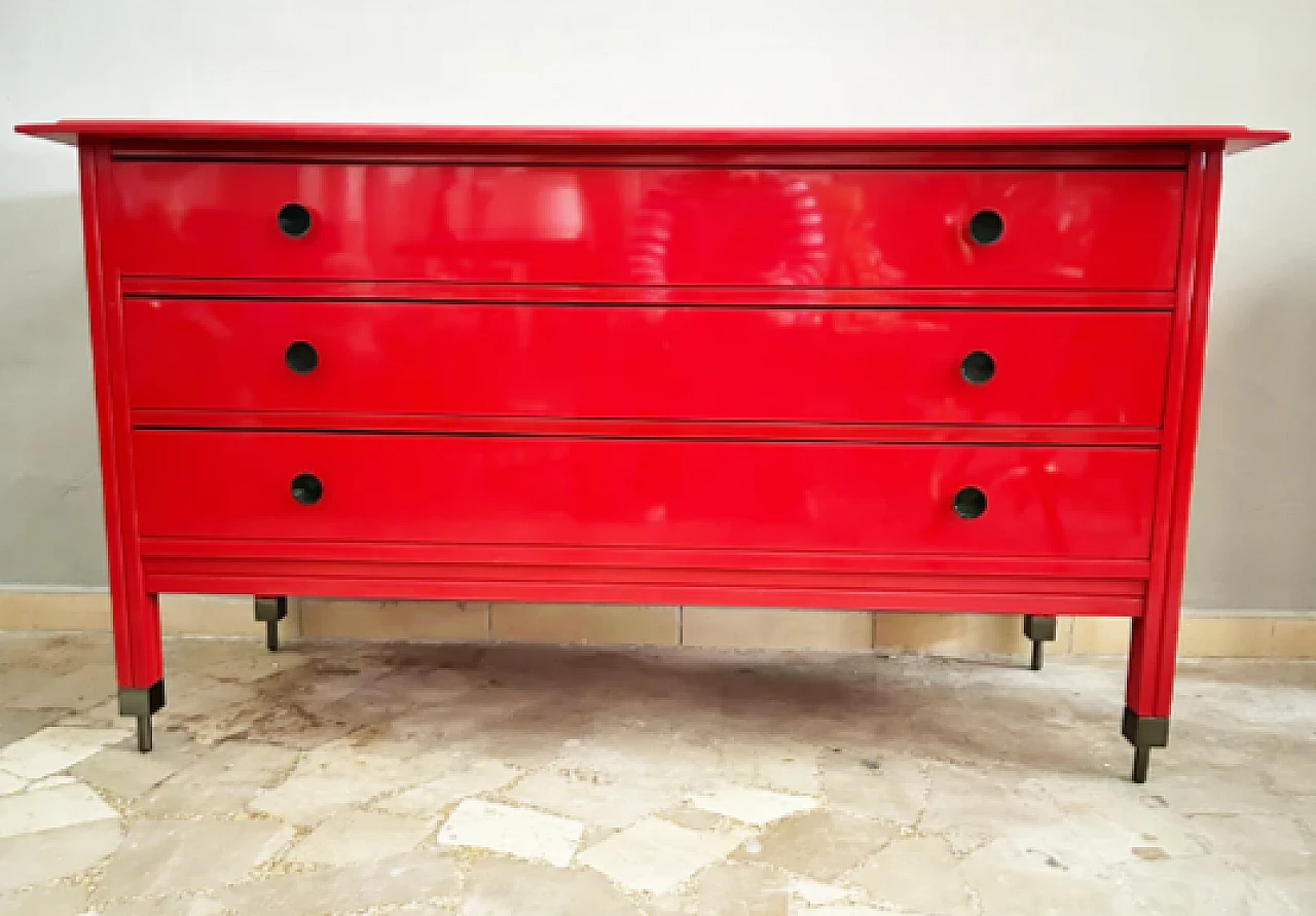 Red chest of drawers by Carlo De Carli for Sormani, 1960s 3
