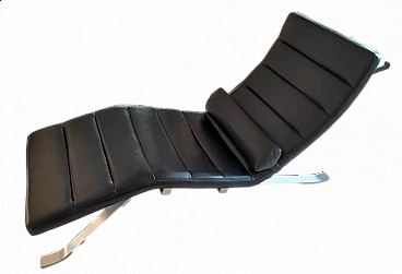 Pavia black leather chaise longue by Boconcept