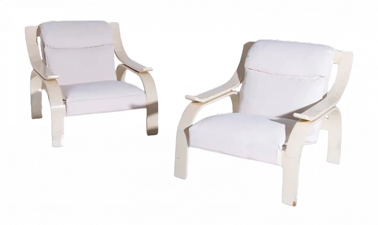 Pair of 722 Woodline armchairs by Marco Zanuso for Arflex, 1960s 7