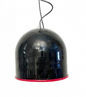 Red and black Murano glass chandelier by Toso, 1970s