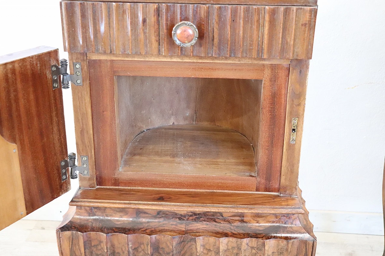 Pair of Art Deco bedside tables in walnut burl, 1920s 11