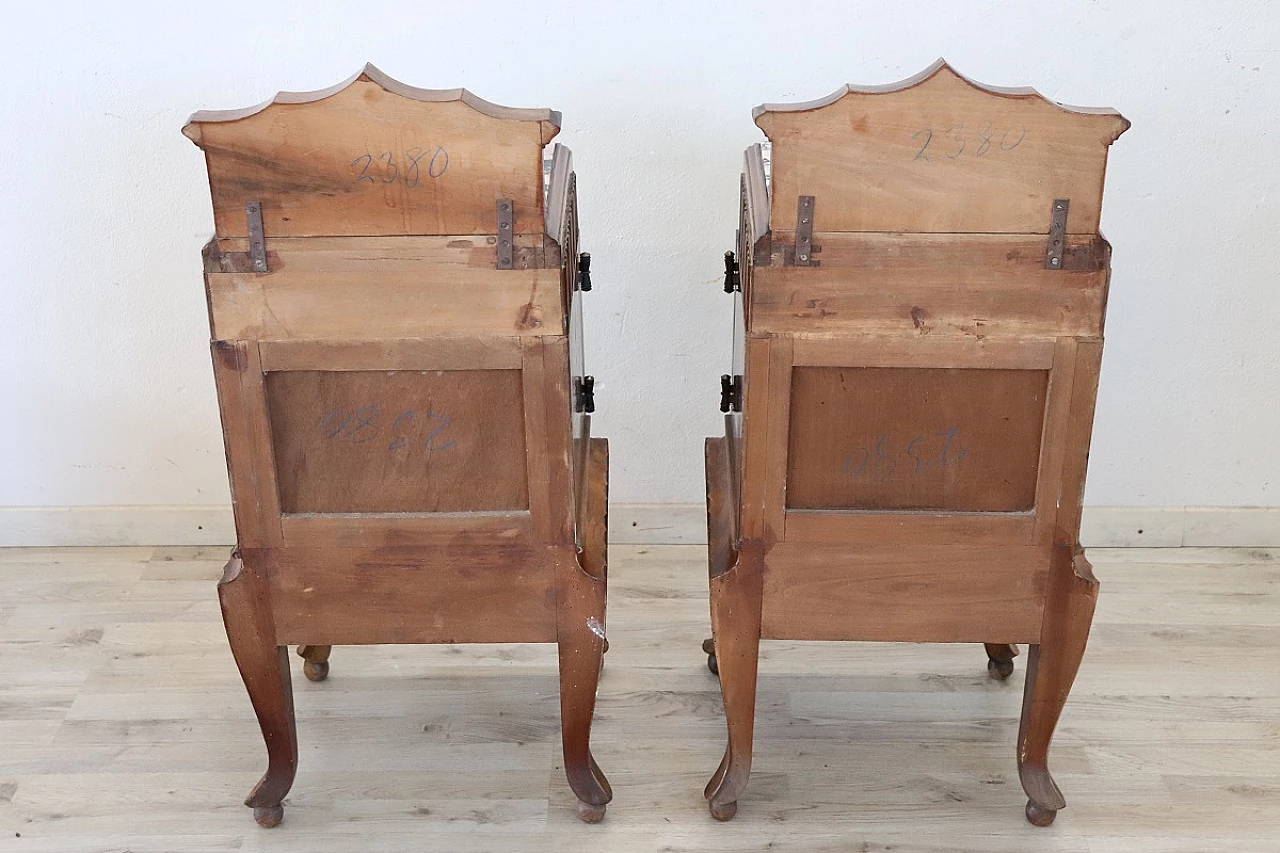 Pair of Art Deco bedside tables in walnut burl, 1920s 14