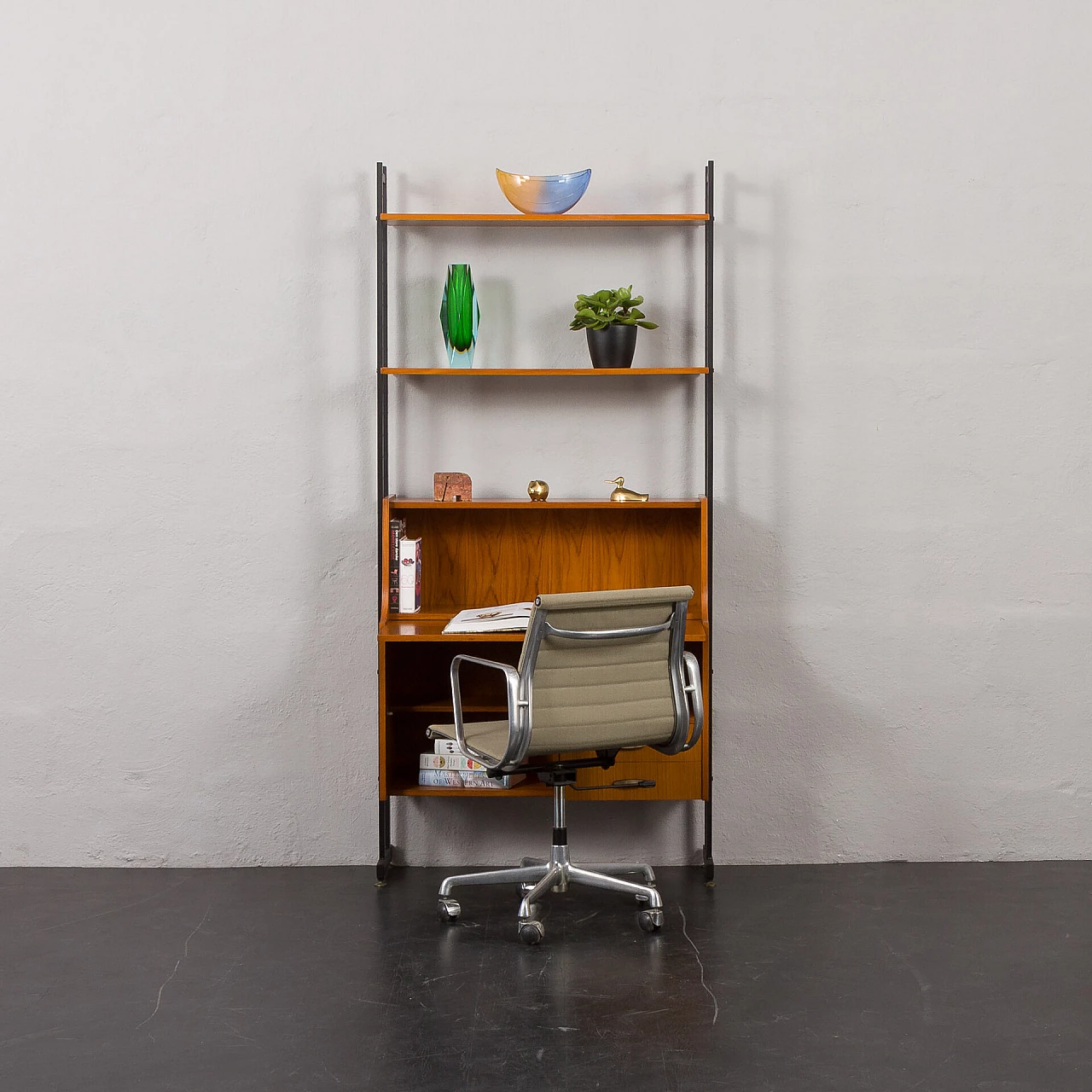 Libreria con scrittoio in teak nello stile di Vittorio Dassi, anni '60 1