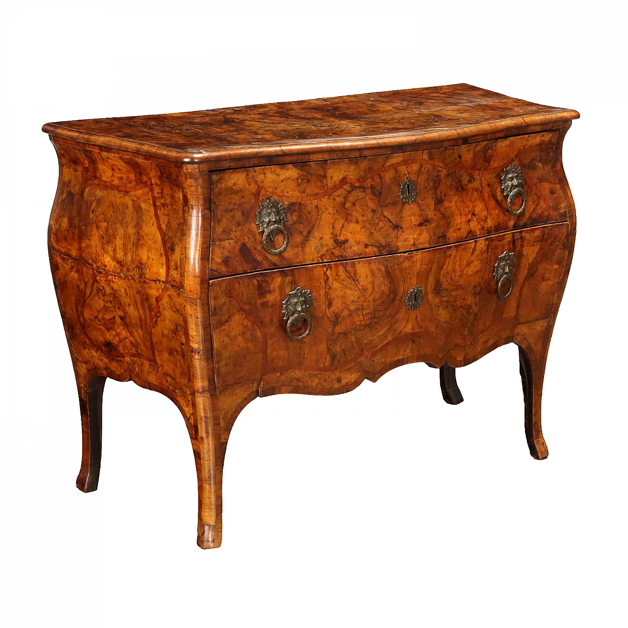 Walnut burl chest of drawers with rosewood fillets, 18th century 1